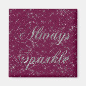 Rood Roze Inspirerend Sparkle Silver Glitter Magneet (Voorkant)