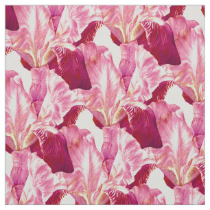 Rood roze Iris schilderij botanisch kunstpatroon Stof