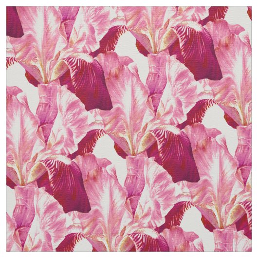 Rood roze Iris schilderij botanische kunst patroon Stof (Swatch)