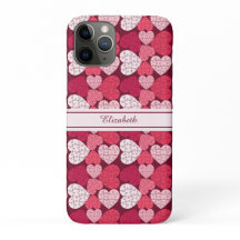 Rood & Roze Jigsaw Puzzel Hart Patroon Naam