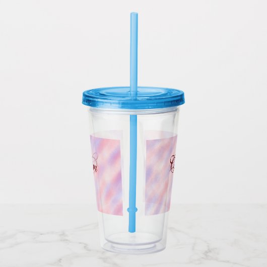 Rood roze kastanjebruin waterverf abstract voeg na acryl drinkbeker (Rechts)