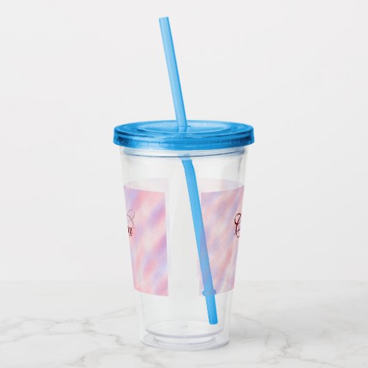 Rood roze kastanjebruin waterverf abstract voeg na acryl drinkbeker (Links)