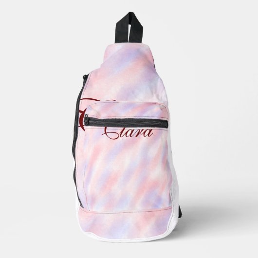 Rood roze kastanjebruin waterverf abstract voeg na sling bag (Voorkant)