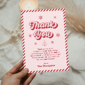Rood Roze Kerst Baby shower Bedankkaart