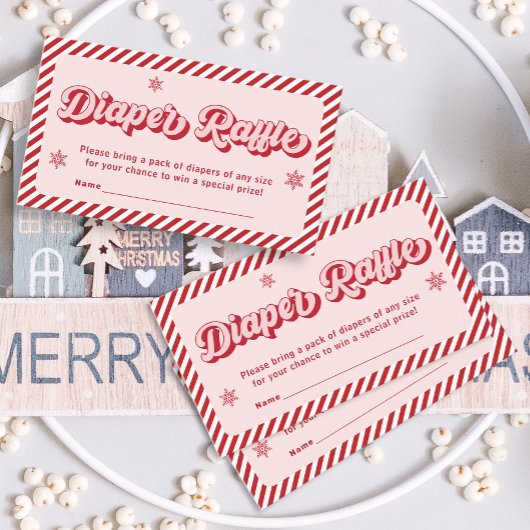 Rood Roze Kerst Baby shower Luier Raffle Informatiekaartje