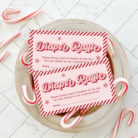 Rood Roze Kerst Baby shower Luier Raffle Informatiekaartje