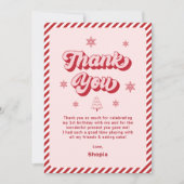 Rood Roze Kerstfeest Bedankkaart (Voorkant)