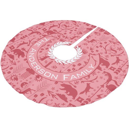 Rood & Roze Kerstmis Familienaam Fox Beer Rendier Kerstboom Rok (Gekanteld)