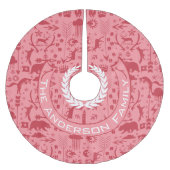 Rood & Roze Kerstmis Familienaam Fox Beer Rendier Kerstboom Rok (Voorkant)