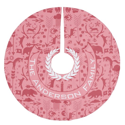 Rood & Roze Kerstmis Familienaam Fox Beer Rendier Kerstboom Rok (Voorkant)