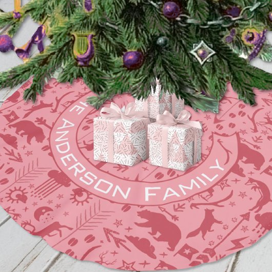Rood & Roze Kerstmis Familienaam Fox Beer Rendier Kerstboom Rok