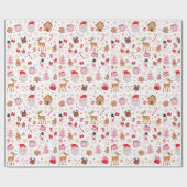 Rood Roze Kerstmis Sinterklaas rendieren Wonderlan Cadeaupapier (Vlak)