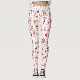 Rood Roze Kerstwinter Wonderland Kerstman Leggings
