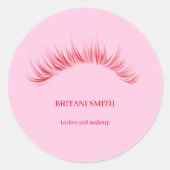 Rood, roze, klassieke ronde sticker (Voorkant)