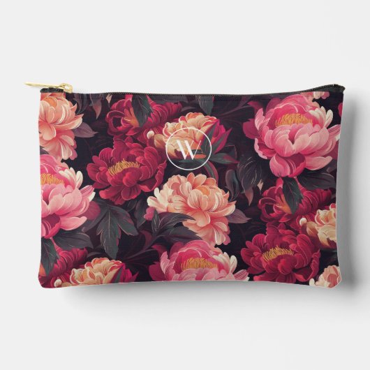 Rood roze kleurrijk  Florapatroon, monogram Etui (Voorkant)