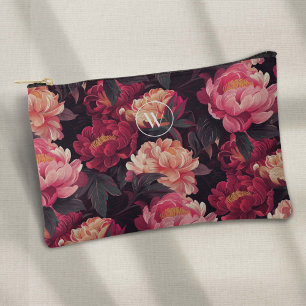 Rood roze kleurrijk  Florapatroon, monogram Etui