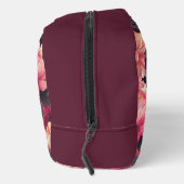 Rood roze kleurrijke  bloemmotief, monogram toilettasje (Rechts)