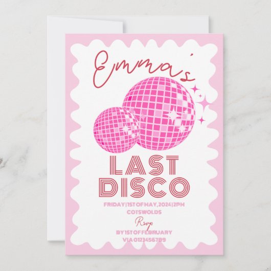 Rood Roze Laatste Disco Hen Party Weekend Route Kaart (Voorkant)