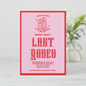 Rood Roze Laatste Rodeo vrijgezellenweekend Kaart (Staand voorkant)