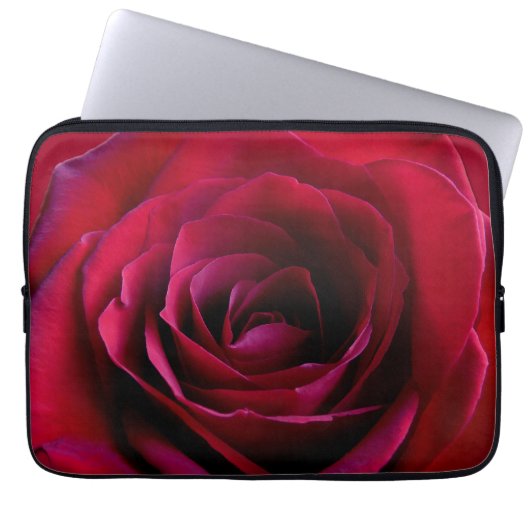 Rood roze laptophoes Romantisch Roos tablet Hoesje Laptop Sleeve (Voorkant)
