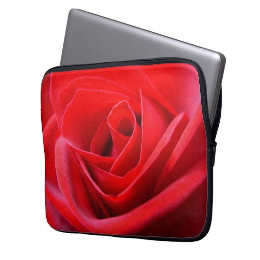 Rood roze laptophoes Romantisch Roos tablet Hoesje Laptop Sleeve (Voorkant Links)
