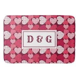 Rood & Roze Legpuzzel Hart Patroon Monogram Badmat