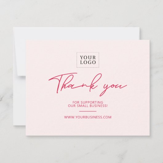 Rood & Roze Lettering Zakelijk Pakket Dank u Bedankkaart (Voorkant)