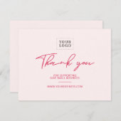 Rood & Roze Lettering Zakelijk Pakket Dank u Bedankkaart (Voorkant / Achterkant)