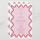 Rood Roze Levendige Wavy Border Ceremonie Programm (Voorkant / Achterkant)