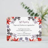 Rood Roze Lila Gift Registry Bloemen Behuizing Kaa RSVP Kaartje (Staand voorkant)