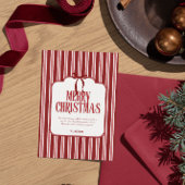 Rood Roze Lint Strepen Prettig Kerstfeest Vakantie Feestdagenkaart