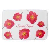 Rood roze mager papaver wit badmat (Voorkant)