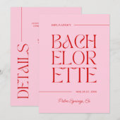 Rood & Roze Meisjes Uitje Kaart (Voorkant / Achterkant)