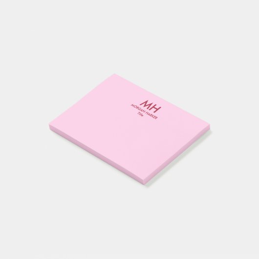 Rood roze minimale schone Initialen Post-it® Notes (Schuin)