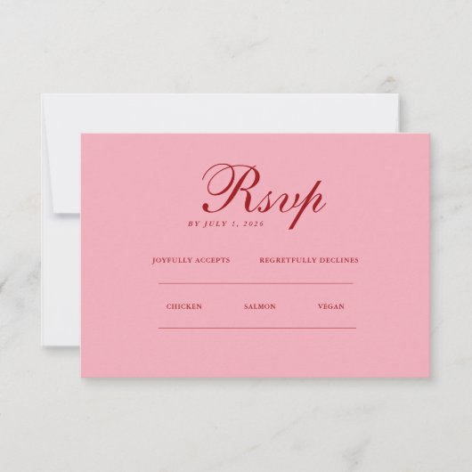 Rood roze Minimalistisch Elegant | RSVP & QR Websi (Voorkant)