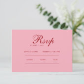 Rood roze Minimalistisch Elegant | RSVP & QR Websi (Staand voorkant)