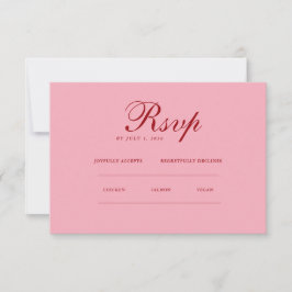 Rood roze Minimalistisch Elegant | RSVP & QR Websi Kaartje