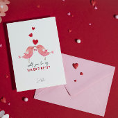 Rood Roze Minimalistische Illustratie Valentijnsda Kaart