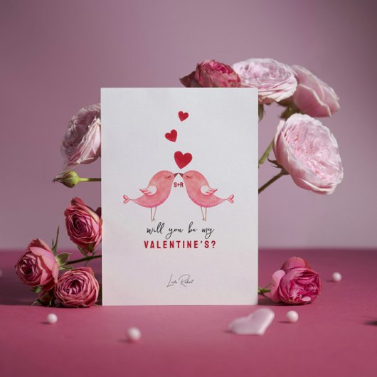 Rood Roze Minimalistische Illustratie Valentijnsda Kaart