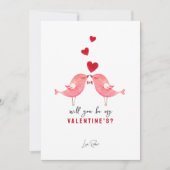 Rood Roze Minimalistische Illustratie Valentijnsda Kaart (Voorkant)