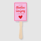 Rood Roze Modern Handschrift Trouwprogramma Handwaaier (Voorkant)