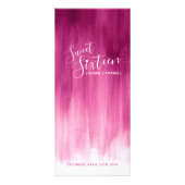 Rood roze, moderne gegradeerde kunst, zoet 16-menu reclamekaart (Voorkant)