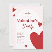 Rood & Roze Moderne Valentijnsdag Feestuitnodiging Kaart (Voorkant)