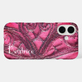 Rood roze monogram bloemen abstracte textielkunst Case-Mate iPhone case (Achterkant (horizontaal))