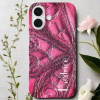 Rood roze monogram bloemen abstracte textielkunst