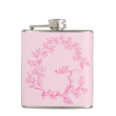 Rood Roze Monogram Meisjes Afscheidspartij voor ee Heupfles (Voorkant)