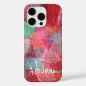 Rood roze monogram naam abstract patroon Case-Mate iPhone case (Achterkant)