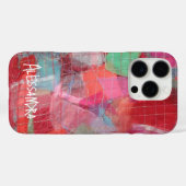 Rood roze monogram naam abstract patroon Case-Mate iPhone case (Achterkant (horizontaal))