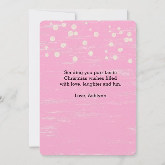 Rood roze neopschilfers Kat kerst Kaart (Achterkant)