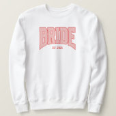 Rood + Roze Nep Glitter BRUID Varsity Letter Trui (Design voorkant)